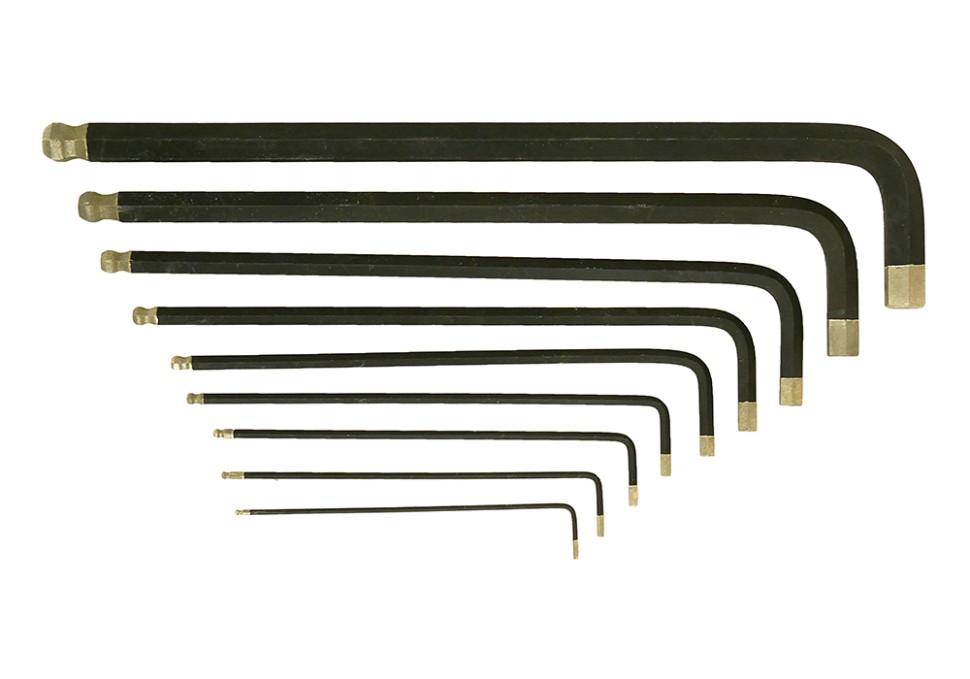 Набор шестигранных ключей с шаром, 1, 5-10 мм, 9 шт, S2, экстра-длинные, Hanskonner