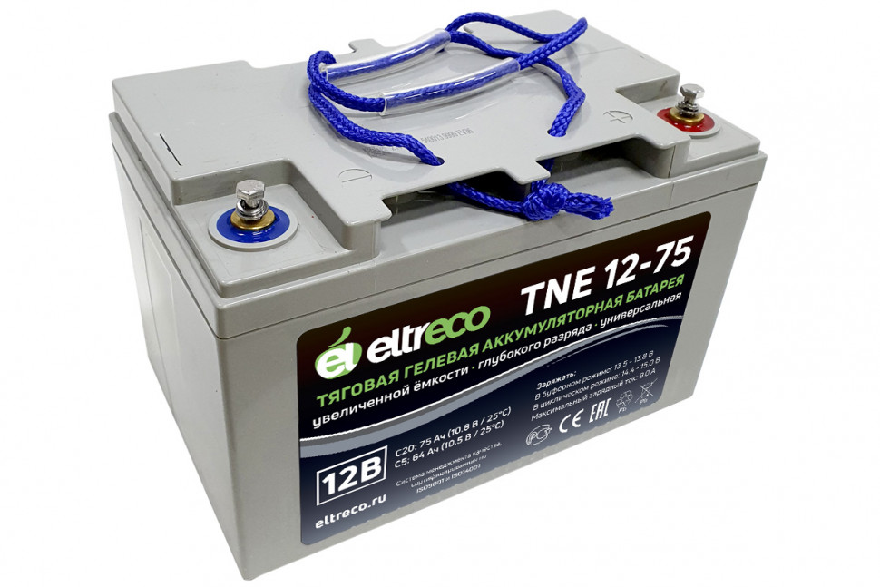 Тяговый гелевый аккумулятор Eltreco TNE12-75 (12V60A/H C3)